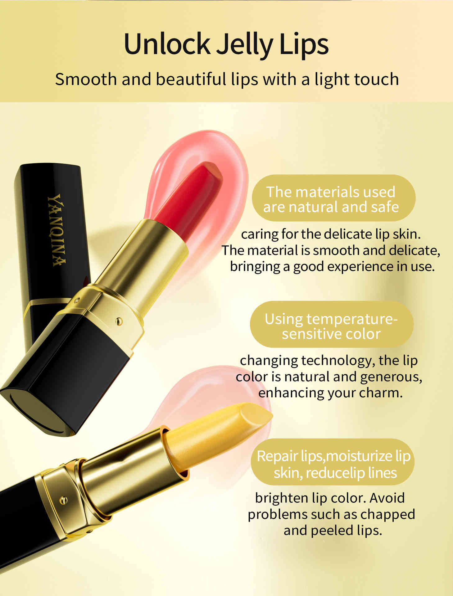 yanqina 胡蘿蔔素變色保濕滋潤口唇膏3.2g/支x2