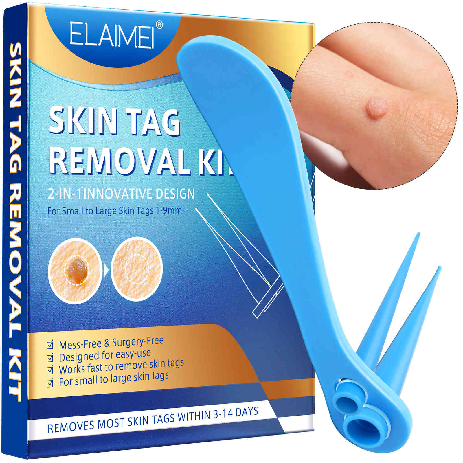 elaimei 2 合1 皮膚疣去除工具套件