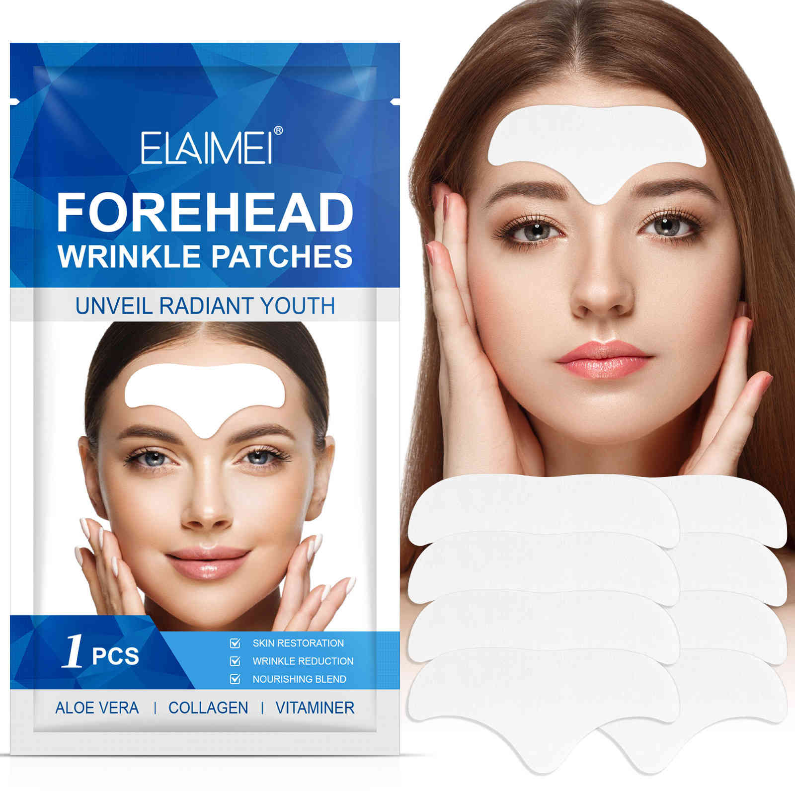 elaimei 蘆薈加膠原蛋白額頭抗皺貼片（一盒16貼）