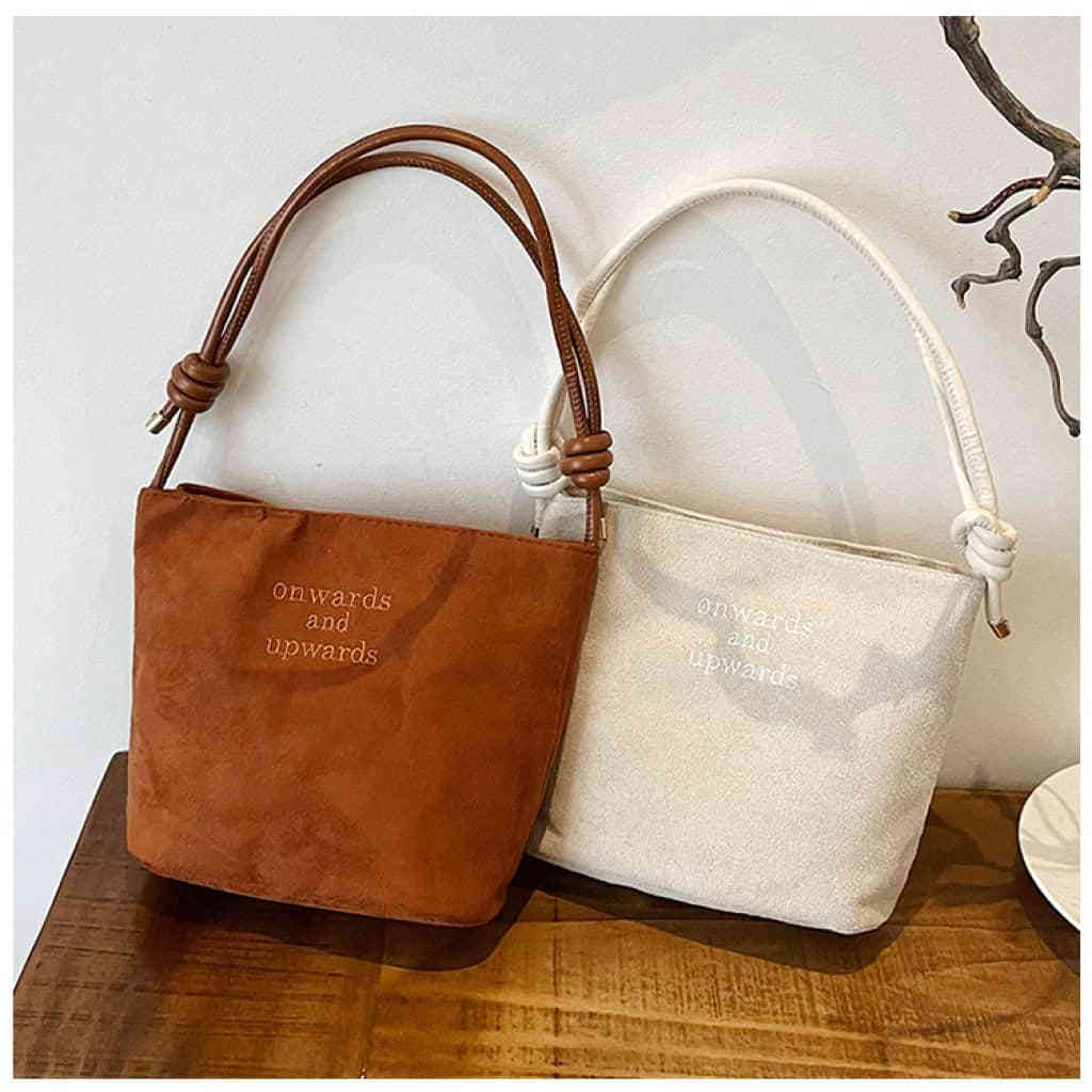 秋冬復古麂皮絨復古水桶包