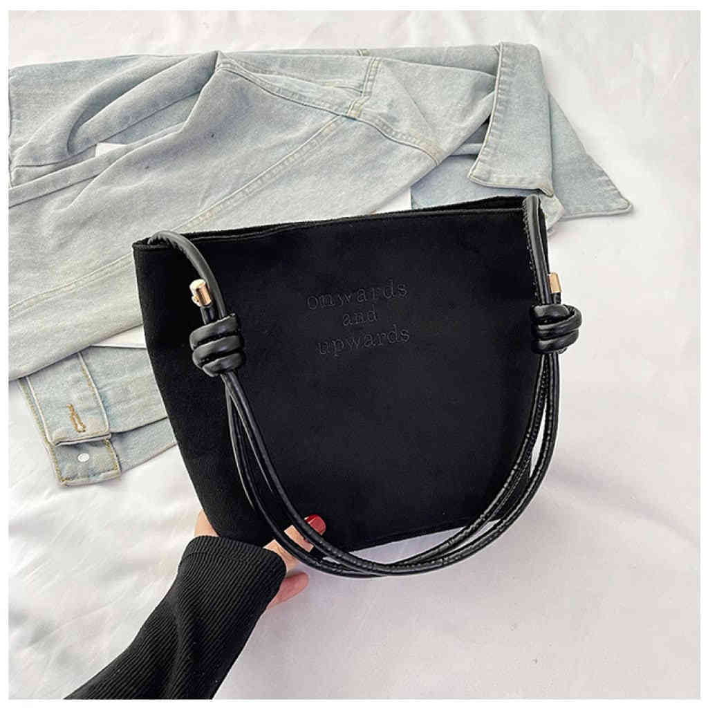 秋冬復古麂皮絨復古水桶包