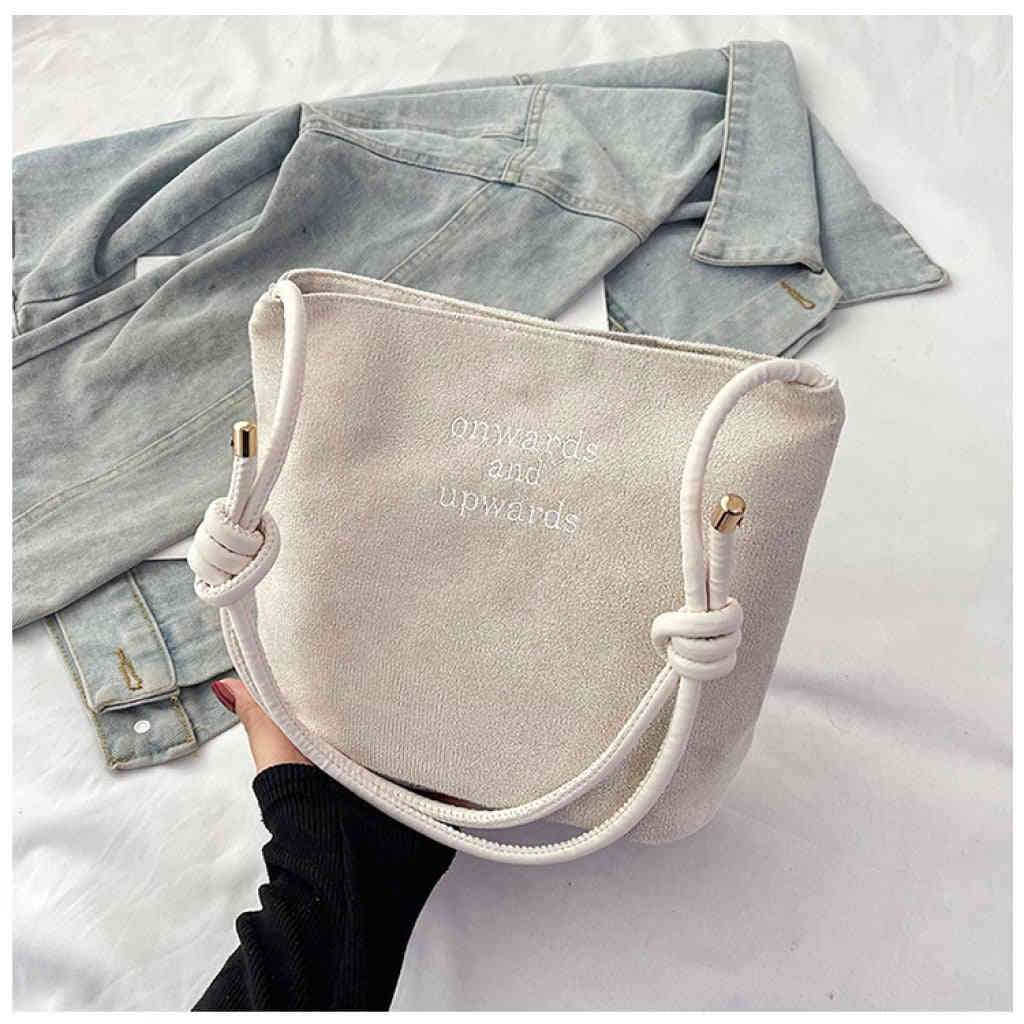 秋冬復古麂皮絨復古水桶包