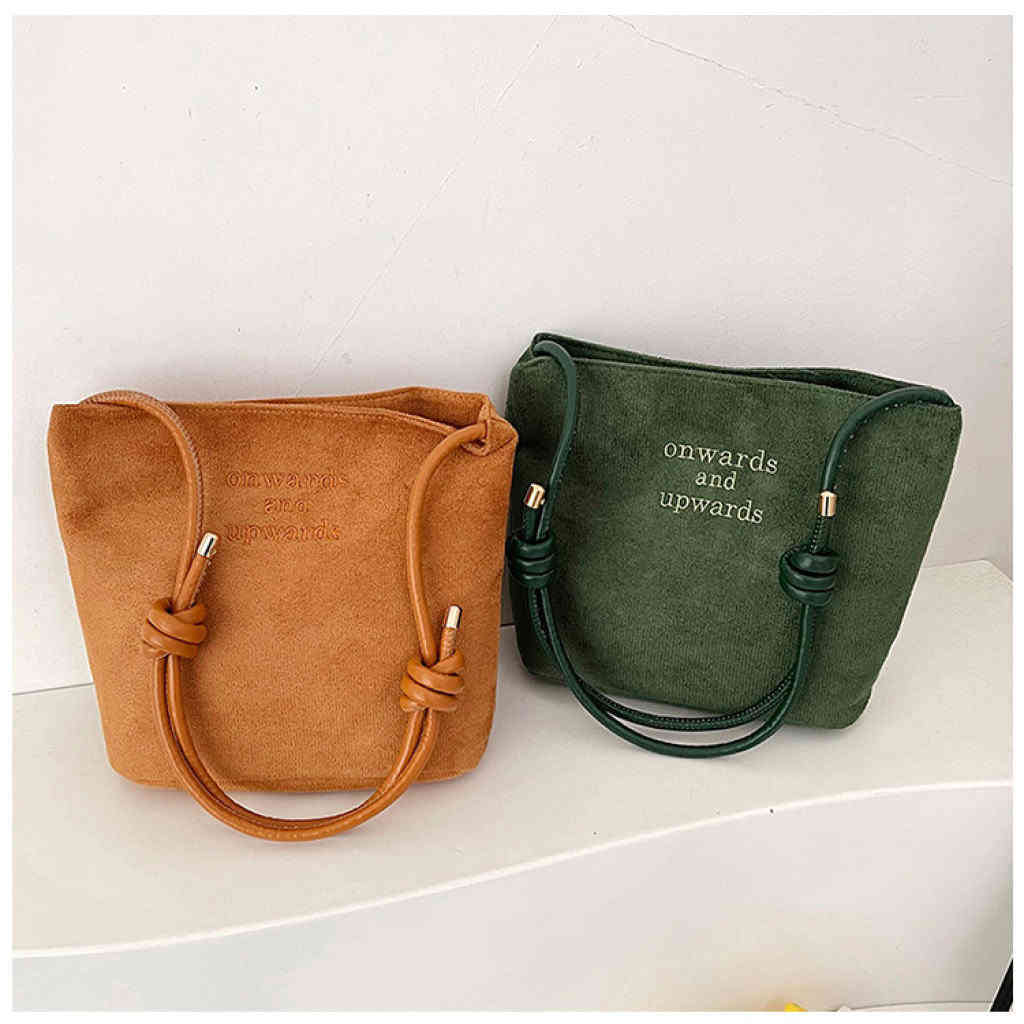 秋冬復古麂皮絨復古水桶包