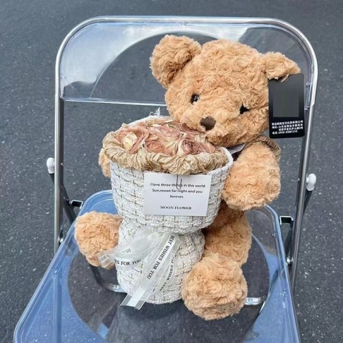 29cm泰迪熊公仔＋永生玫瑰花束