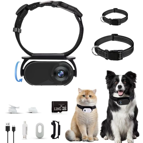 jurgen lange超長續航寵物頸圈攝影機（附送高容量記憶卡+可調教角度頸圈,黑/白可選）