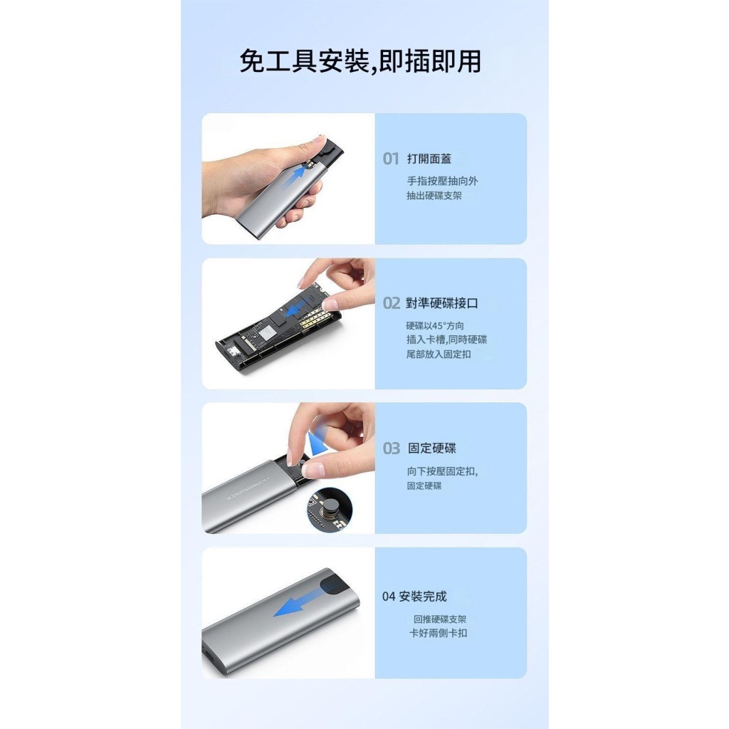 雙協議兼容m.2 硬碟盒