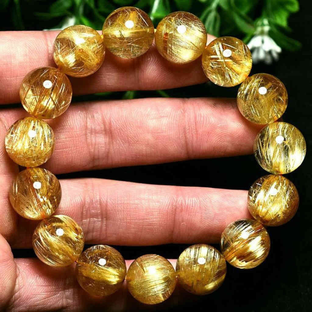 招財轉運 天然 巴西金發晶鈦晶手鏈