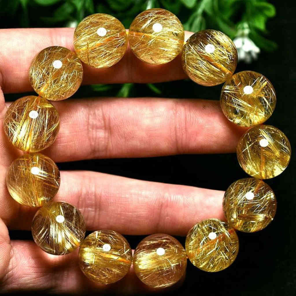 招財轉運 天然 巴西金發晶鈦晶手鏈