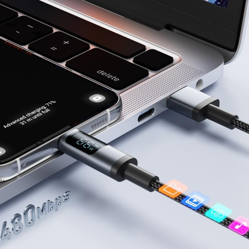 智慧數顯100w pd快充type c 編織數據線 相容於iphone 華為/三星/小米/oppo