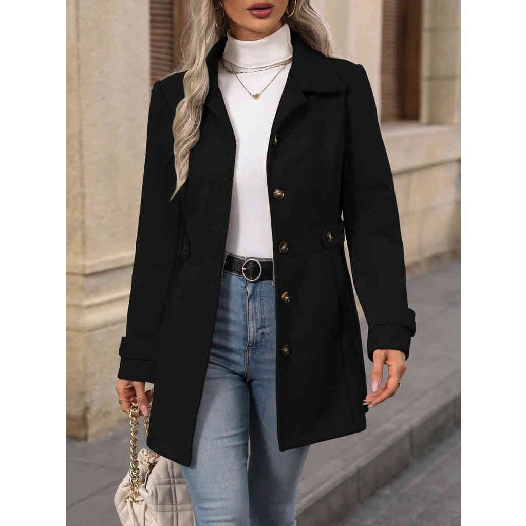 2025秋冬新品 中長款翻領氣質呢子大衣