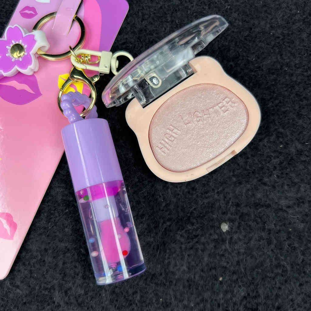 吊鏈鑰匙扣唇油lip gloss唇彩high lighter高光修容3色套裝