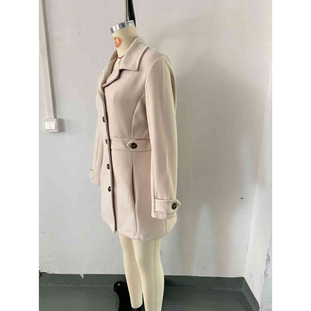 2025秋冬新品 中長款翻領氣質呢子大衣