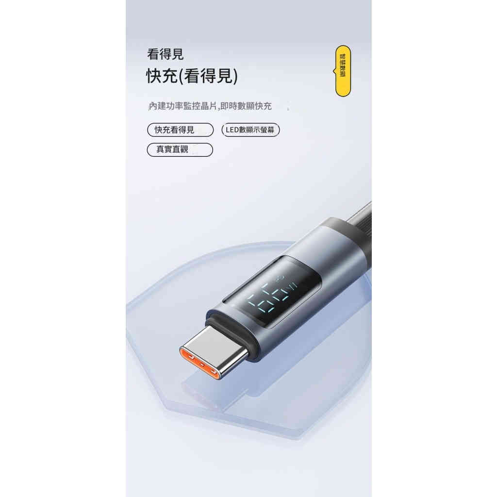 智慧數顯100w pd快充type c 編織數據線 相容於iphone 華為/三星/小米/oppo