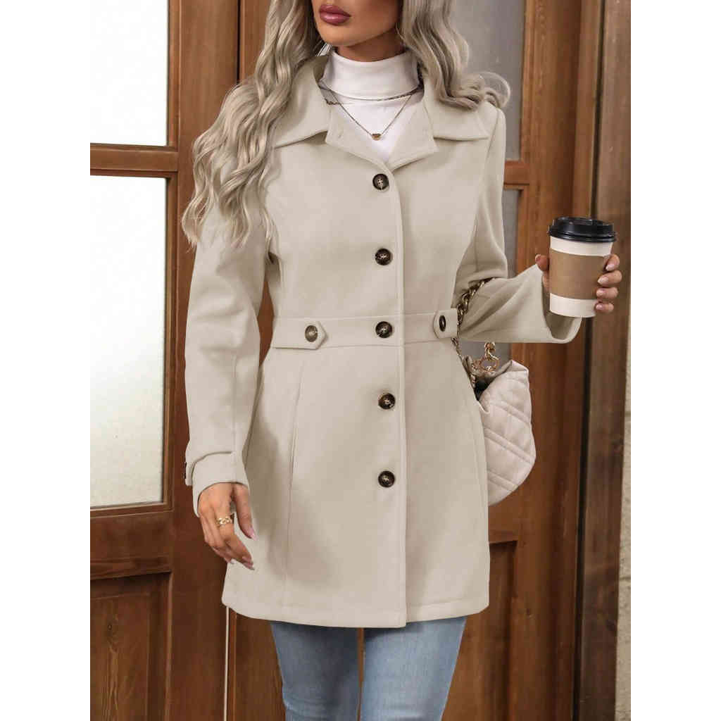 2025秋冬新品 中長款翻領氣質呢子大衣