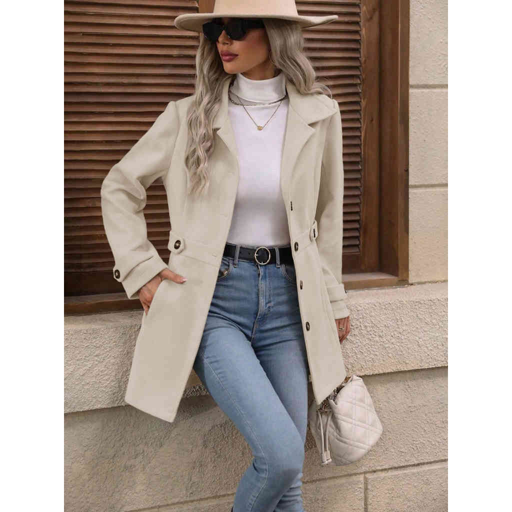 2025秋冬新品 中長款翻領氣質呢子大衣