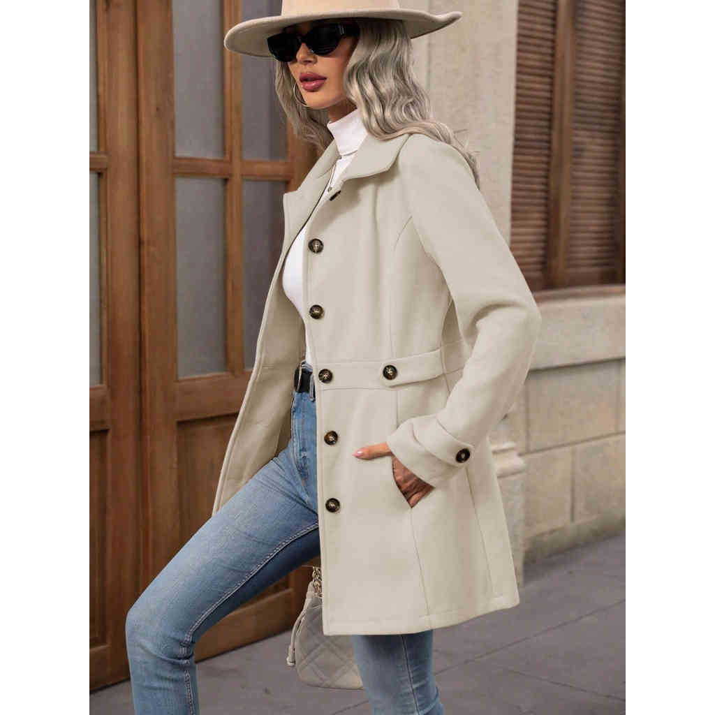 2025秋冬新品 中長款翻領氣質呢子大衣