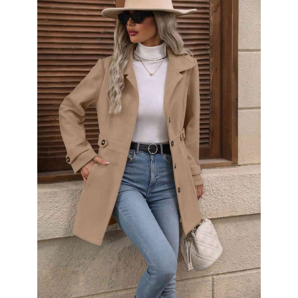 2025秋冬新品 中長款翻領氣質呢子大衣