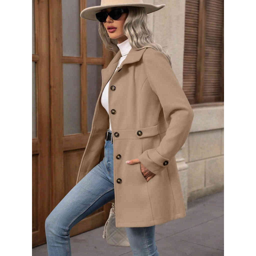 2025秋冬新品 中長款翻領氣質呢子大衣