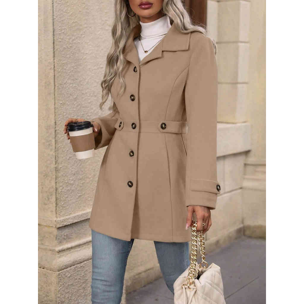 2025秋冬新品 中長款翻領氣質呢子大衣