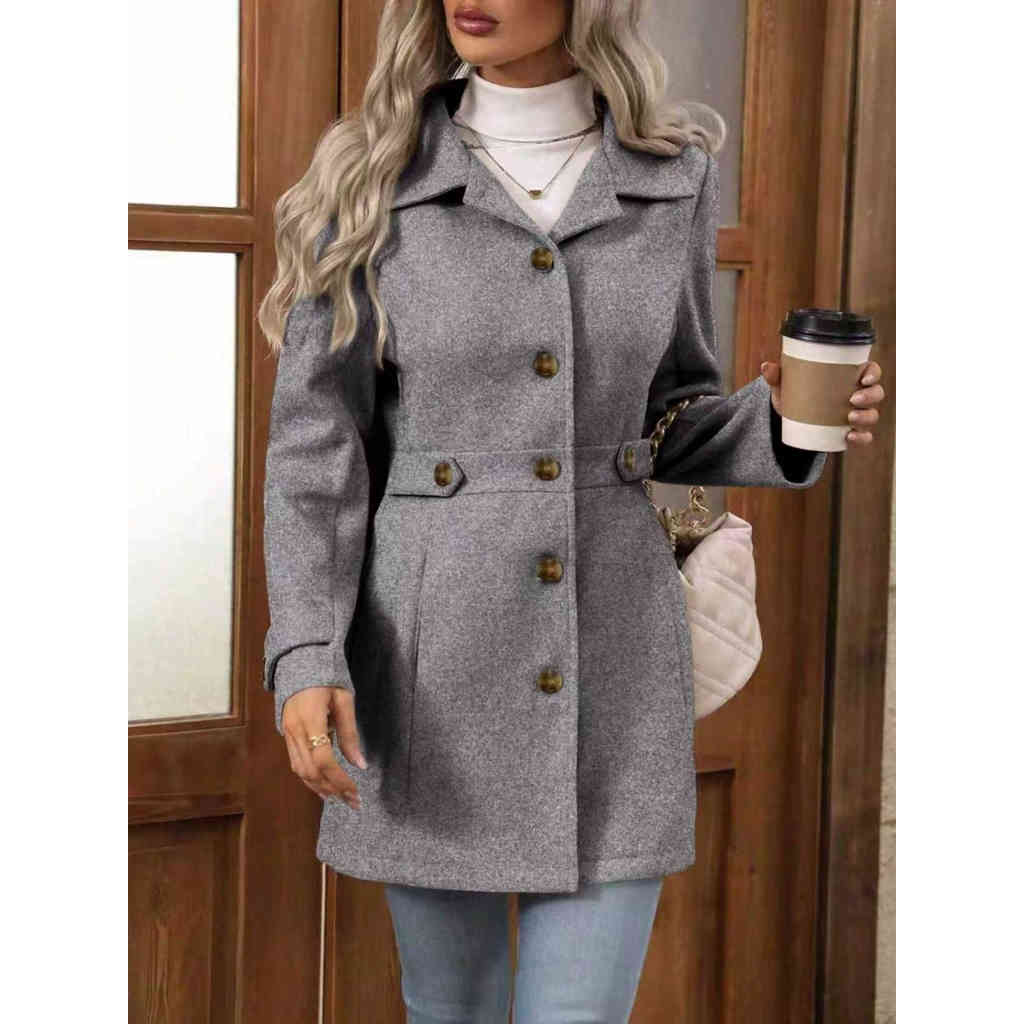 2025秋冬新品 中長款翻領氣質呢子大衣