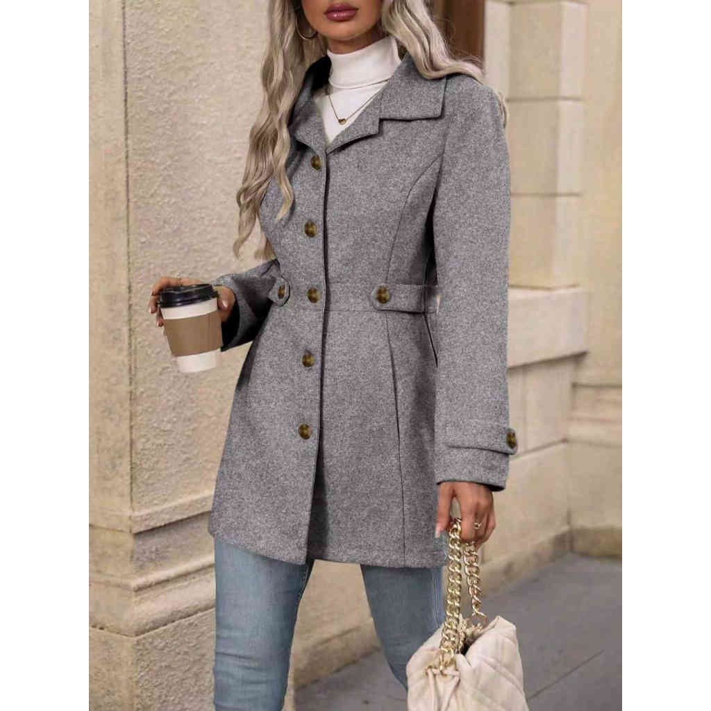 2025秋冬新品 中長款翻領氣質呢子大衣