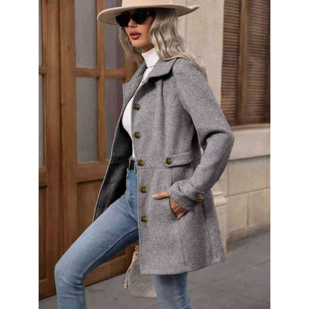 2025秋冬新品 中長款翻領氣質呢子大衣