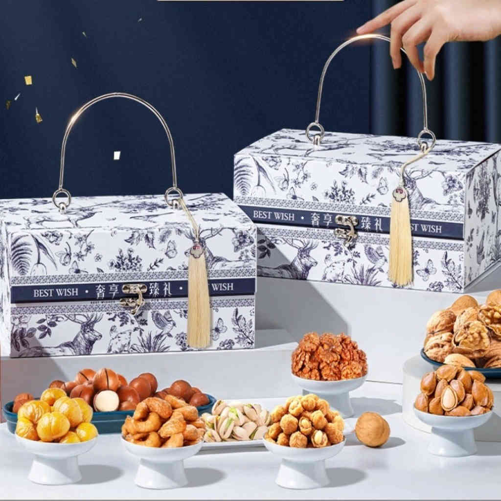 best wish 新年堅果輕奢青花款手提禮盒