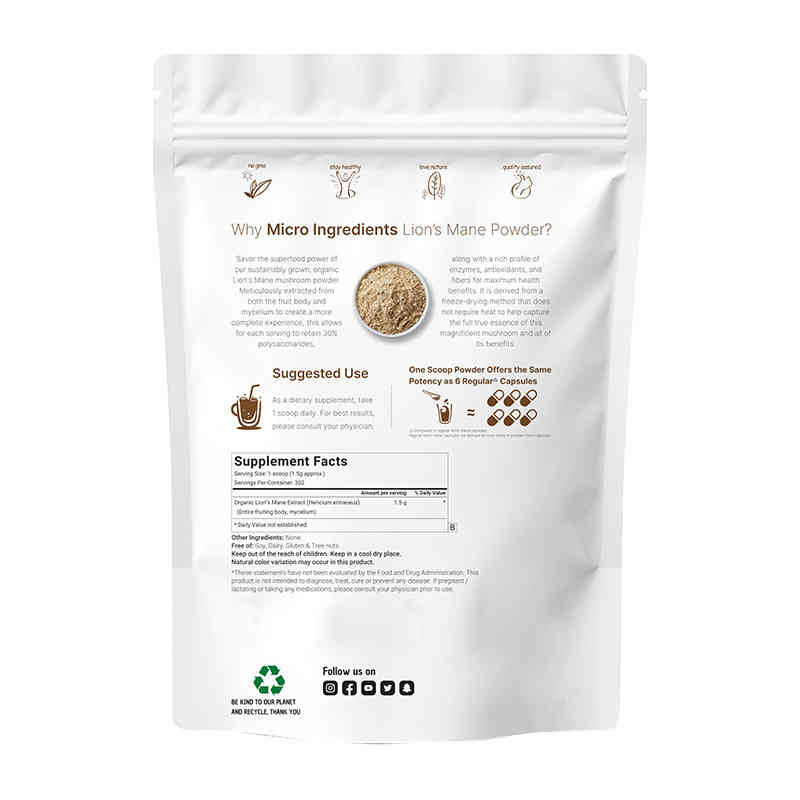 有機獅子鬃菇粉 1lb(454 克)