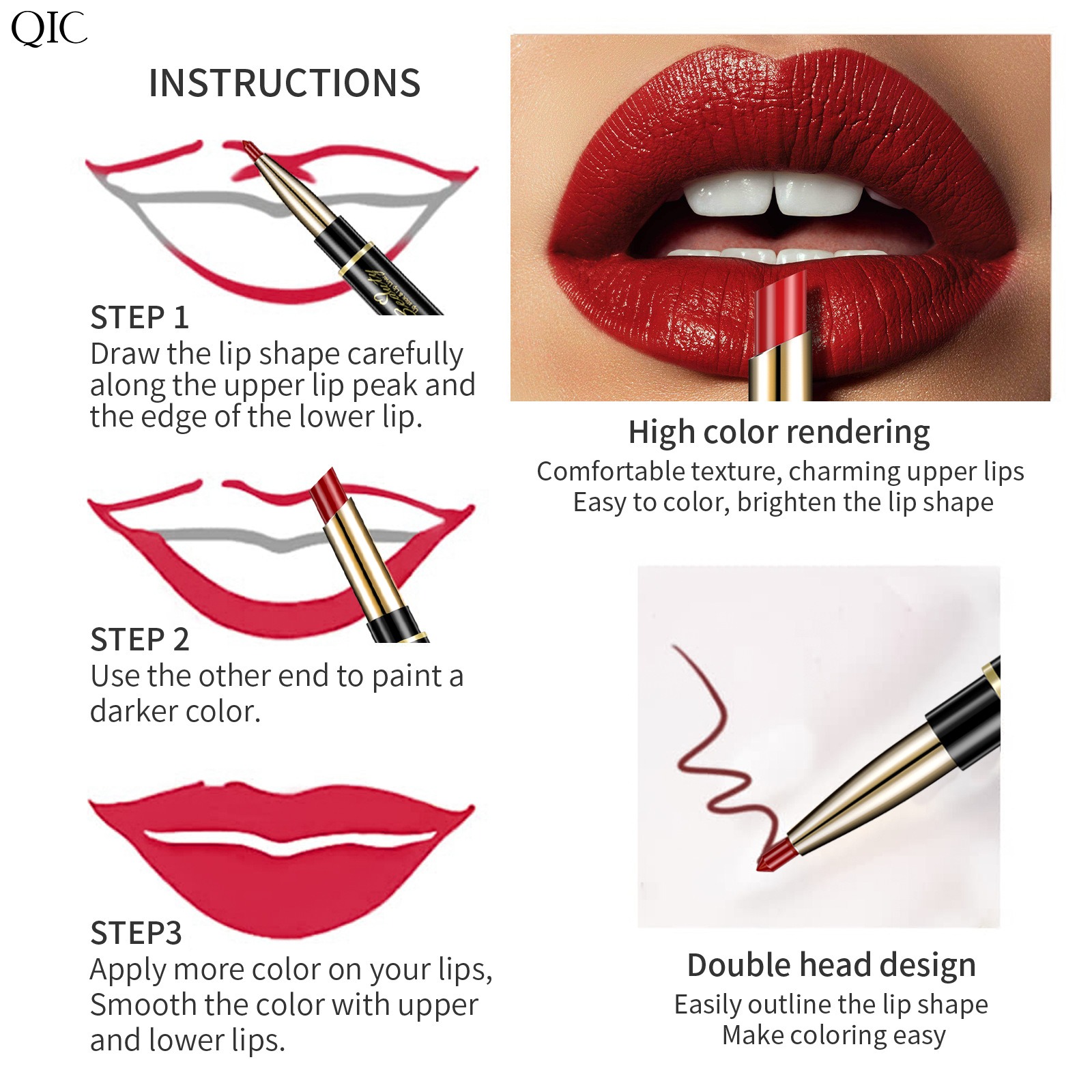 qic 雙頭唇線唇膏筆 2g/支x4 qic 雙頭唇線唇膏筆 2g/支x4