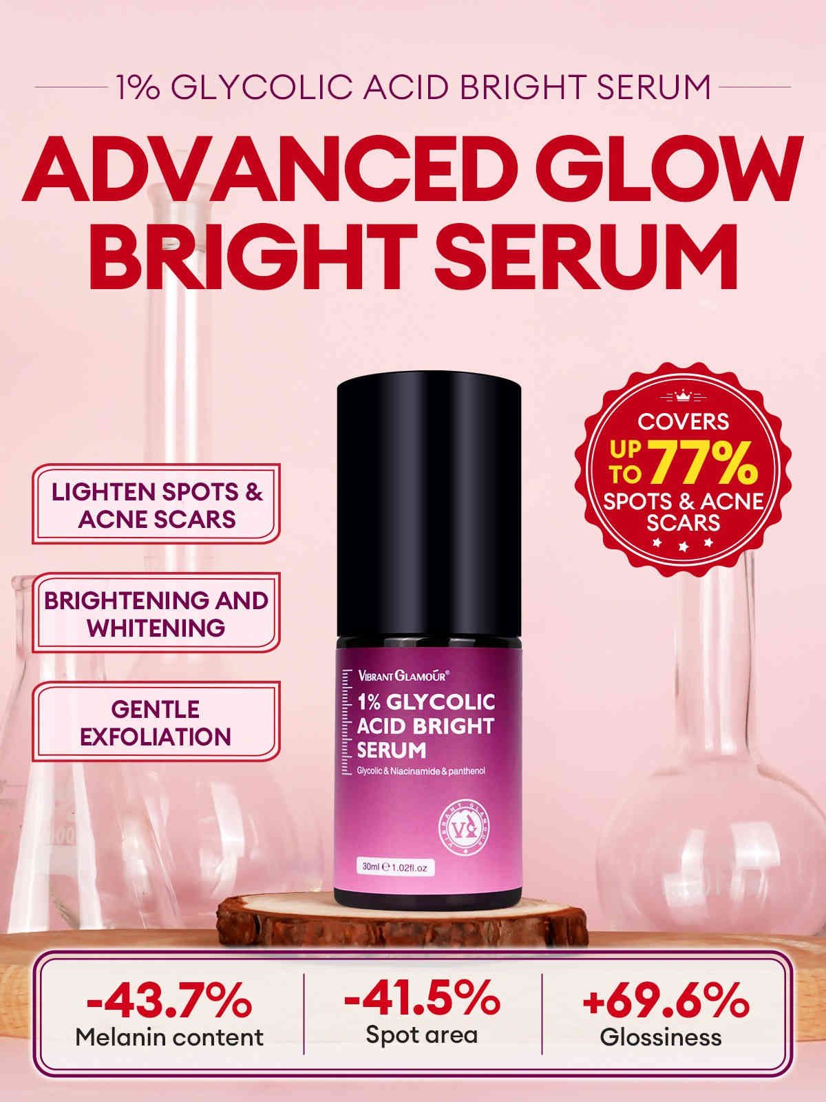 vibrant glamour 1% 甘醇酸極光煥白精華 30ml/盒