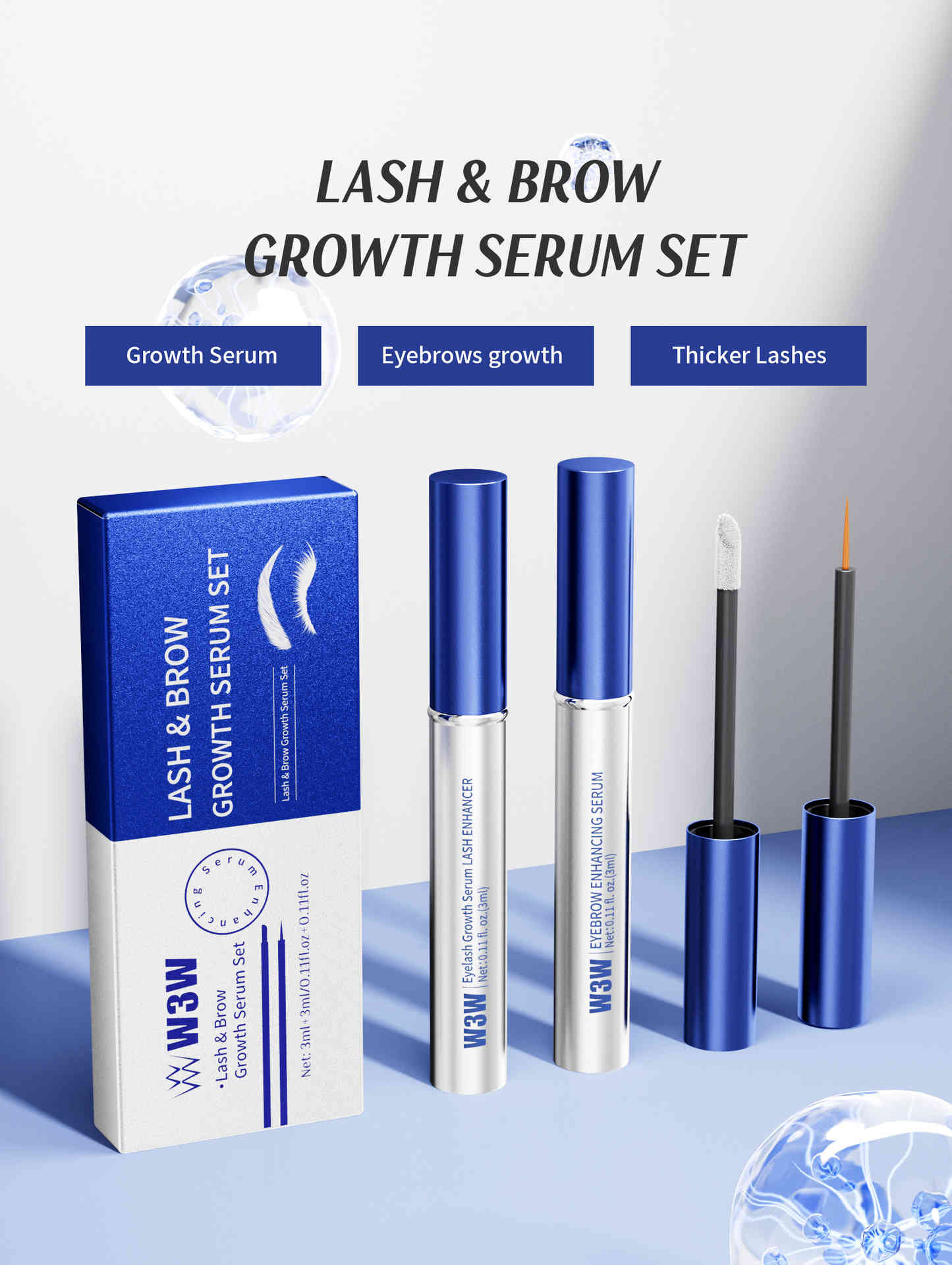 w3w 睫毛液+眉毛液雙效生長精華組 3ml+3ml/2支裝套盒