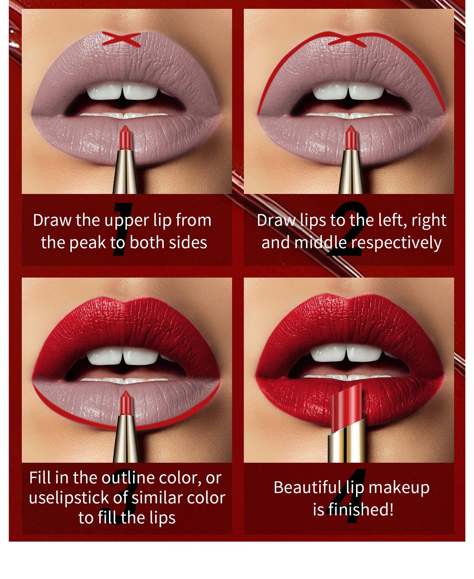 QIC 雙頭唇線唇膏筆 2g/支X4 qic 雙頭唇線唇膏筆 2g/支x4