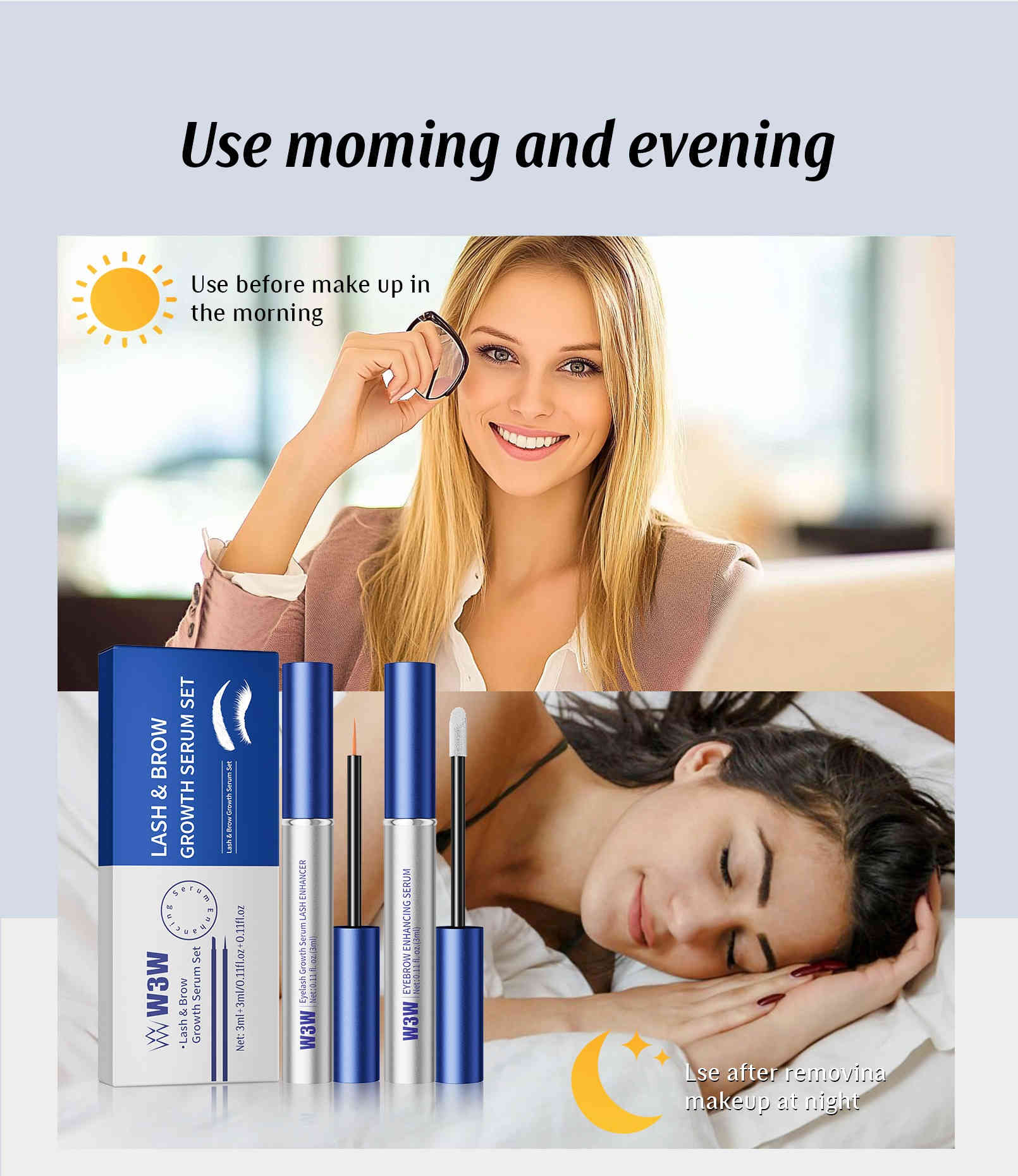 w3w 睫毛液+眉毛液雙效生長精華組 3ml+3ml/2支裝套盒