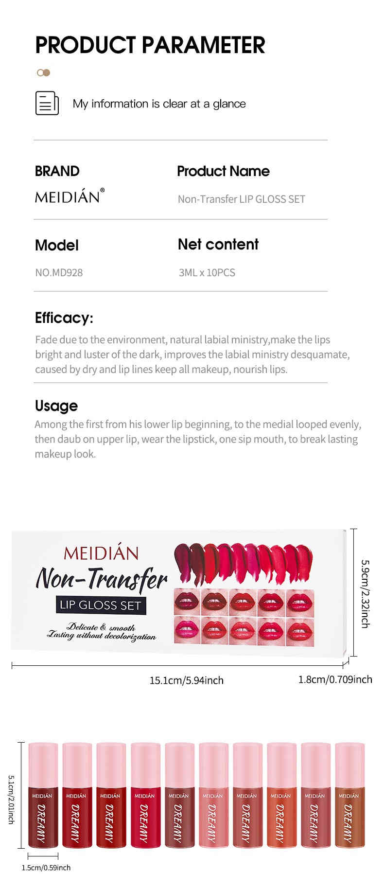 mediÁn 夢幻鎖色唇釉套組 (3ml*10支/盒)