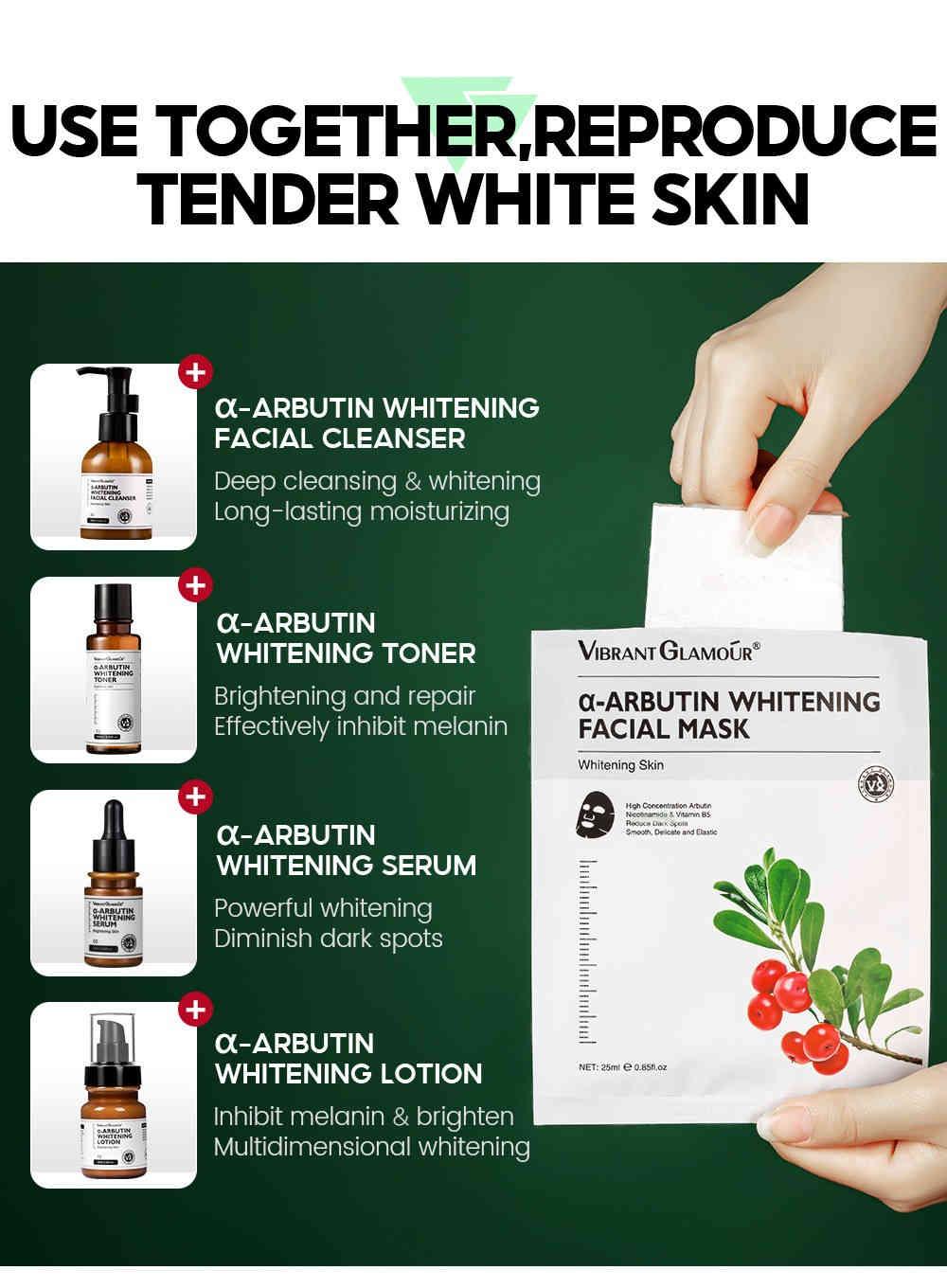 vibrant glamour® α 熊果素煥白面膜1盒5片裝 25ml/盒