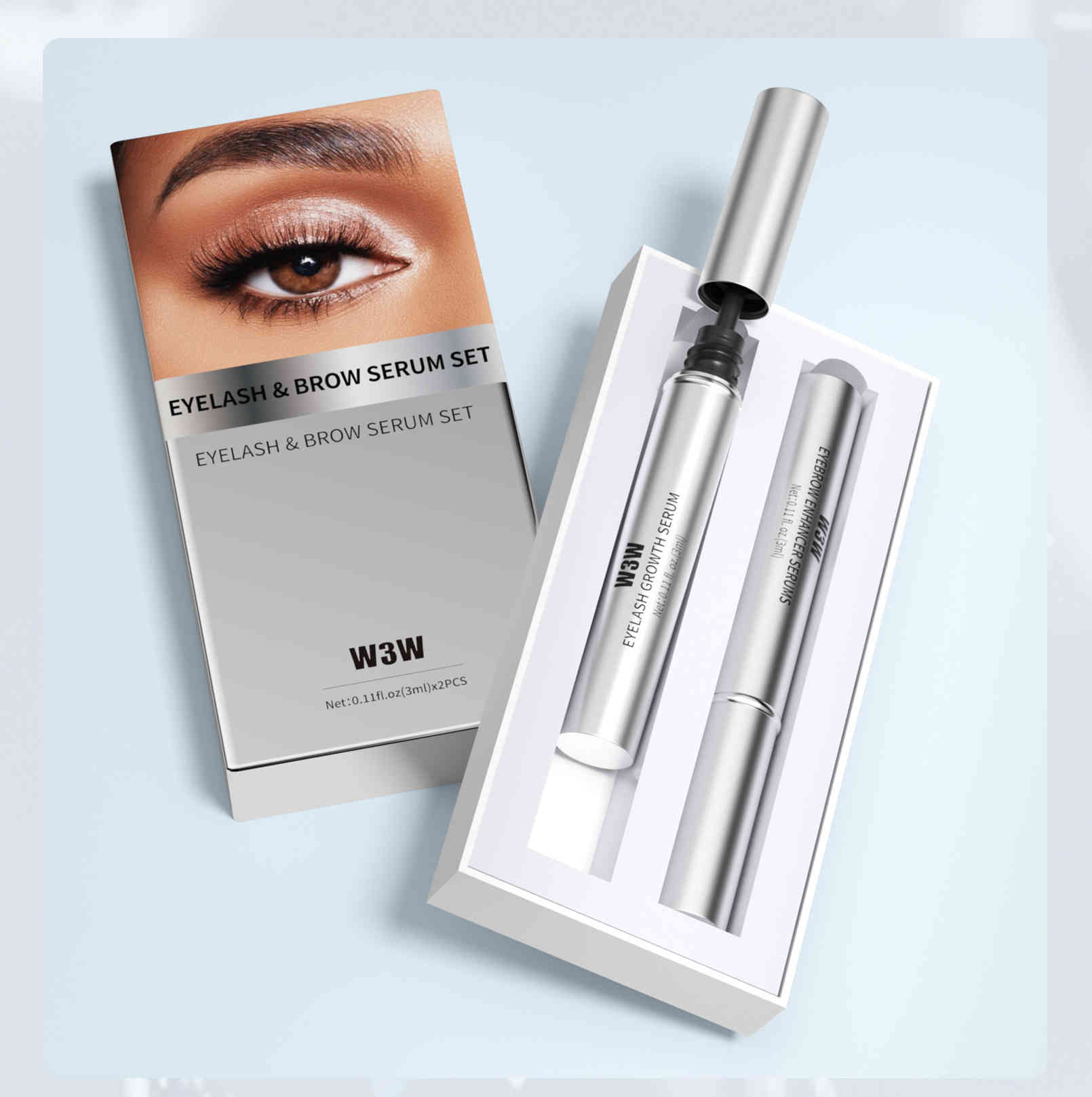 w3w 睫毛眉毛滋養精華套組 3ml+3ml/2支裝（睫毛+眉毛）