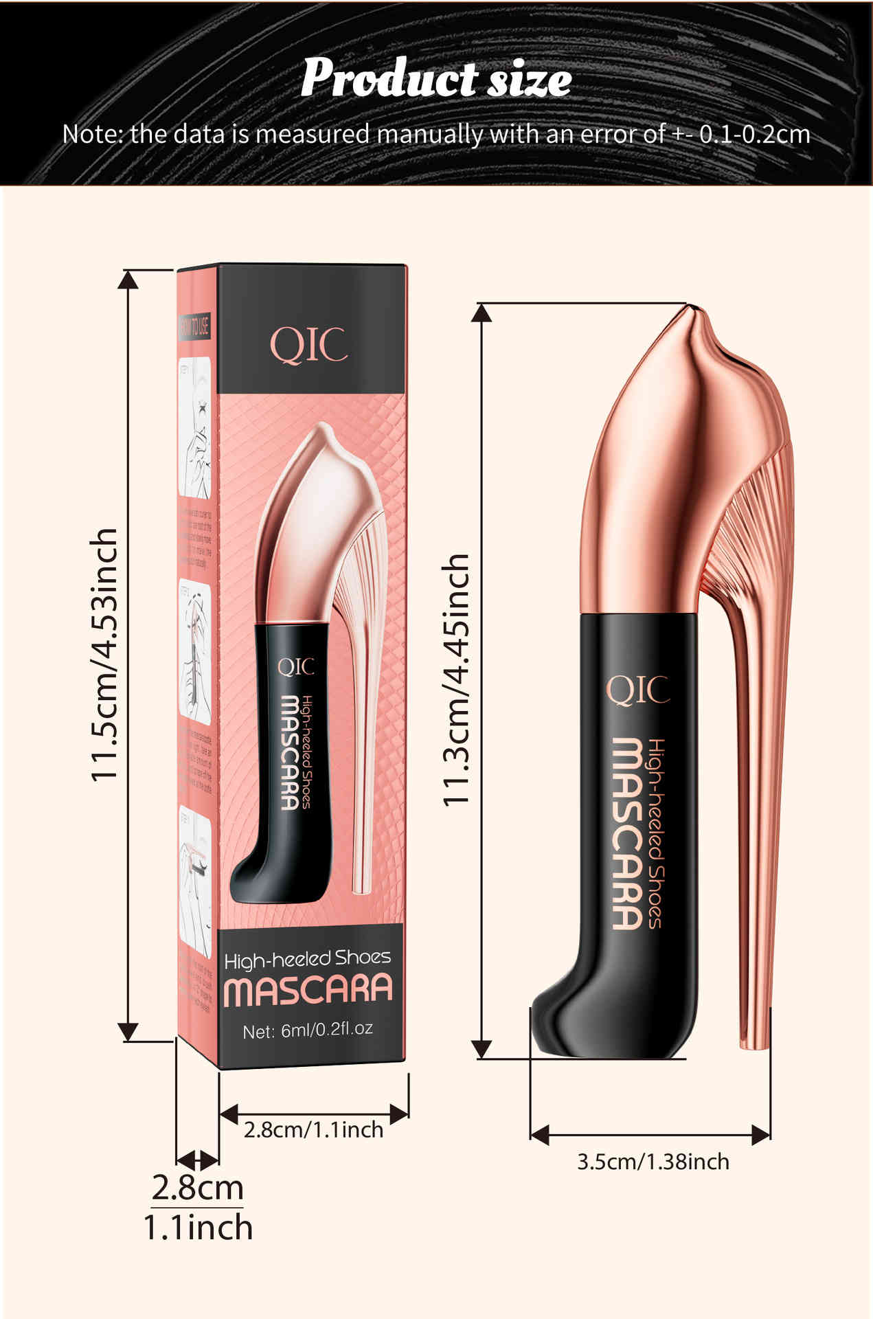 qic 高跟鞋3d防水雙效睫毛膏 6ml/盒