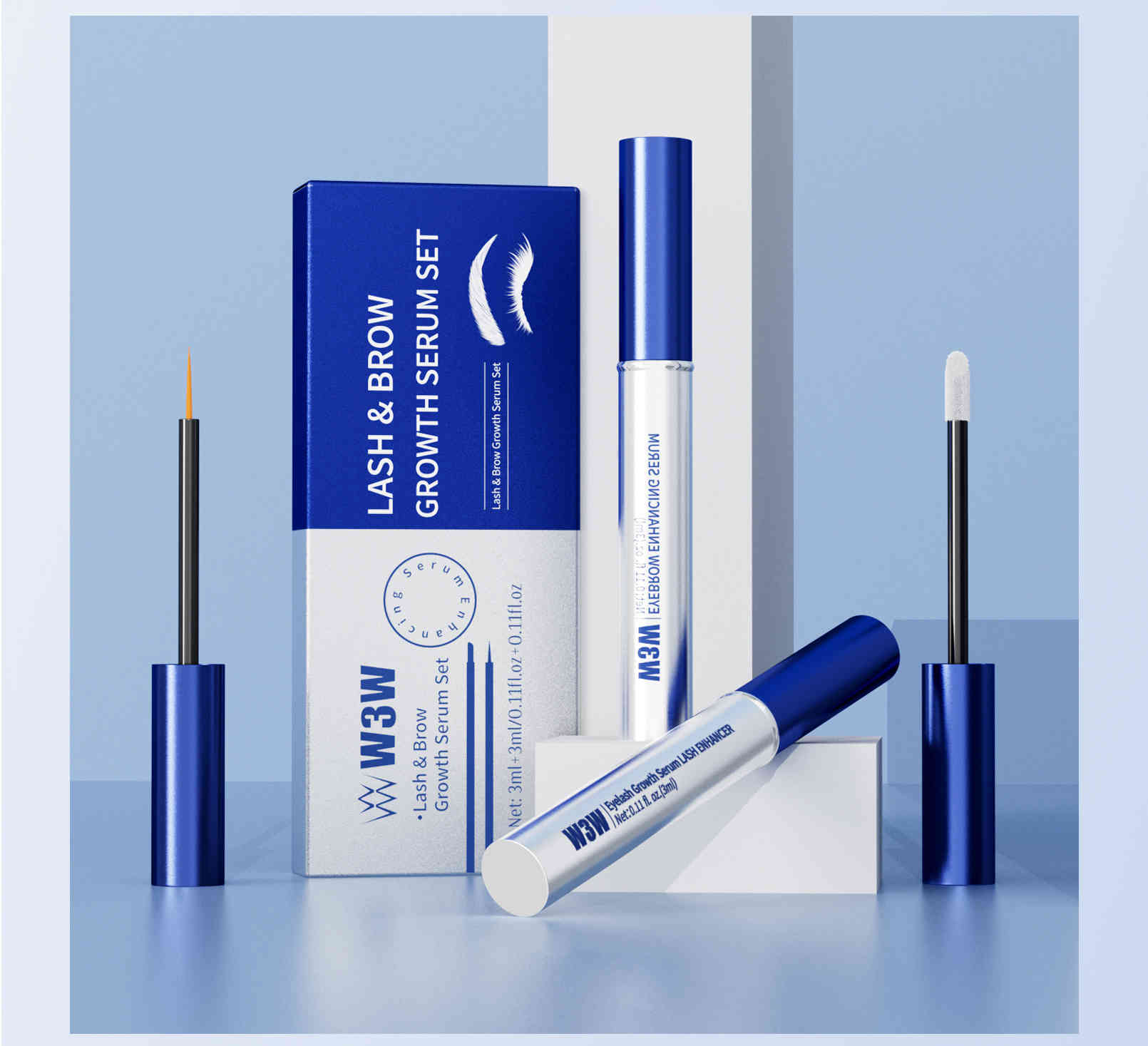 w3w 睫毛液+眉毛液雙效生長精華組 3ml+3ml/2支裝套盒
