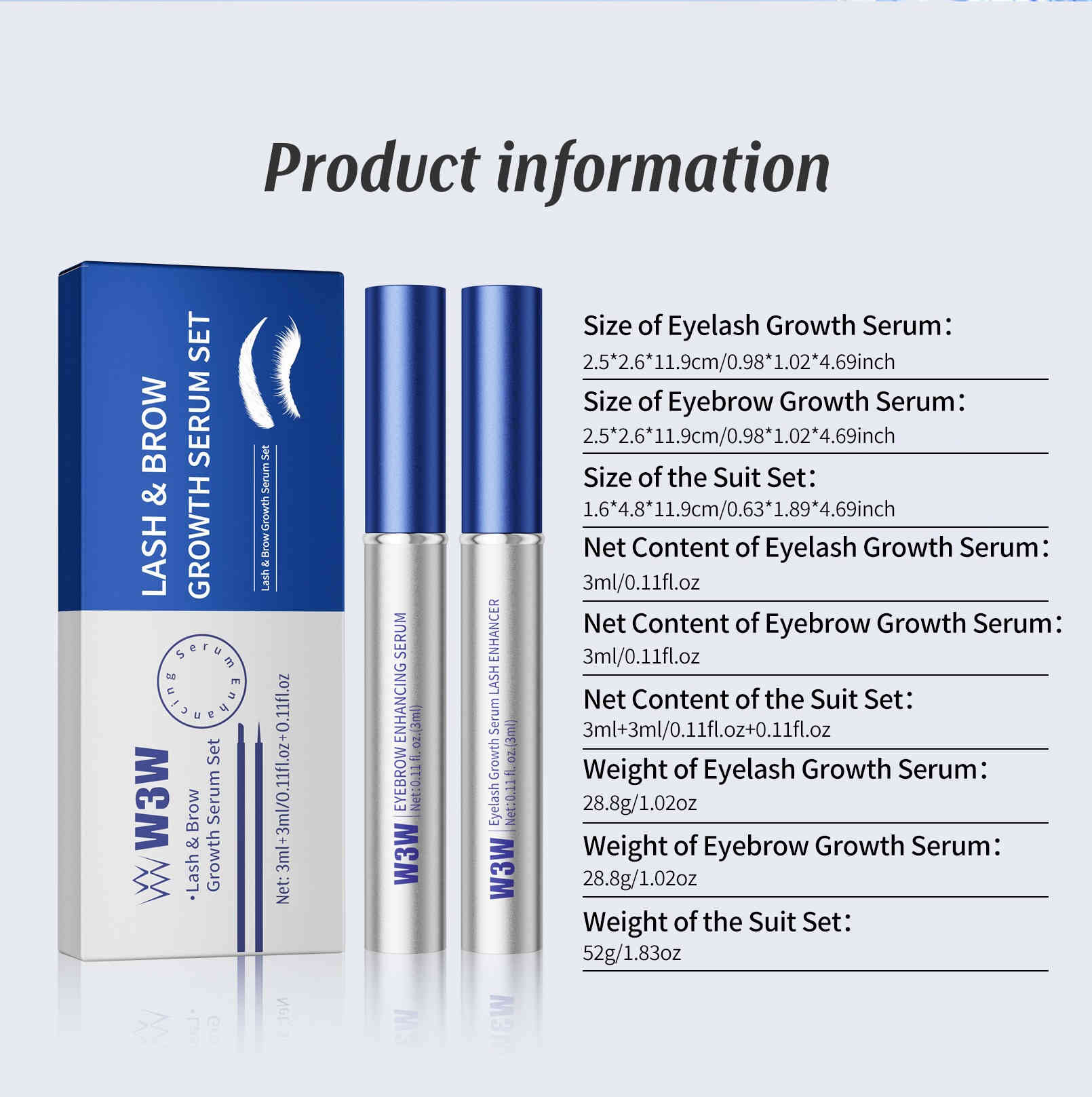 w3w 睫毛液+眉毛液雙效生長精華組 3ml+3ml/2支裝套盒