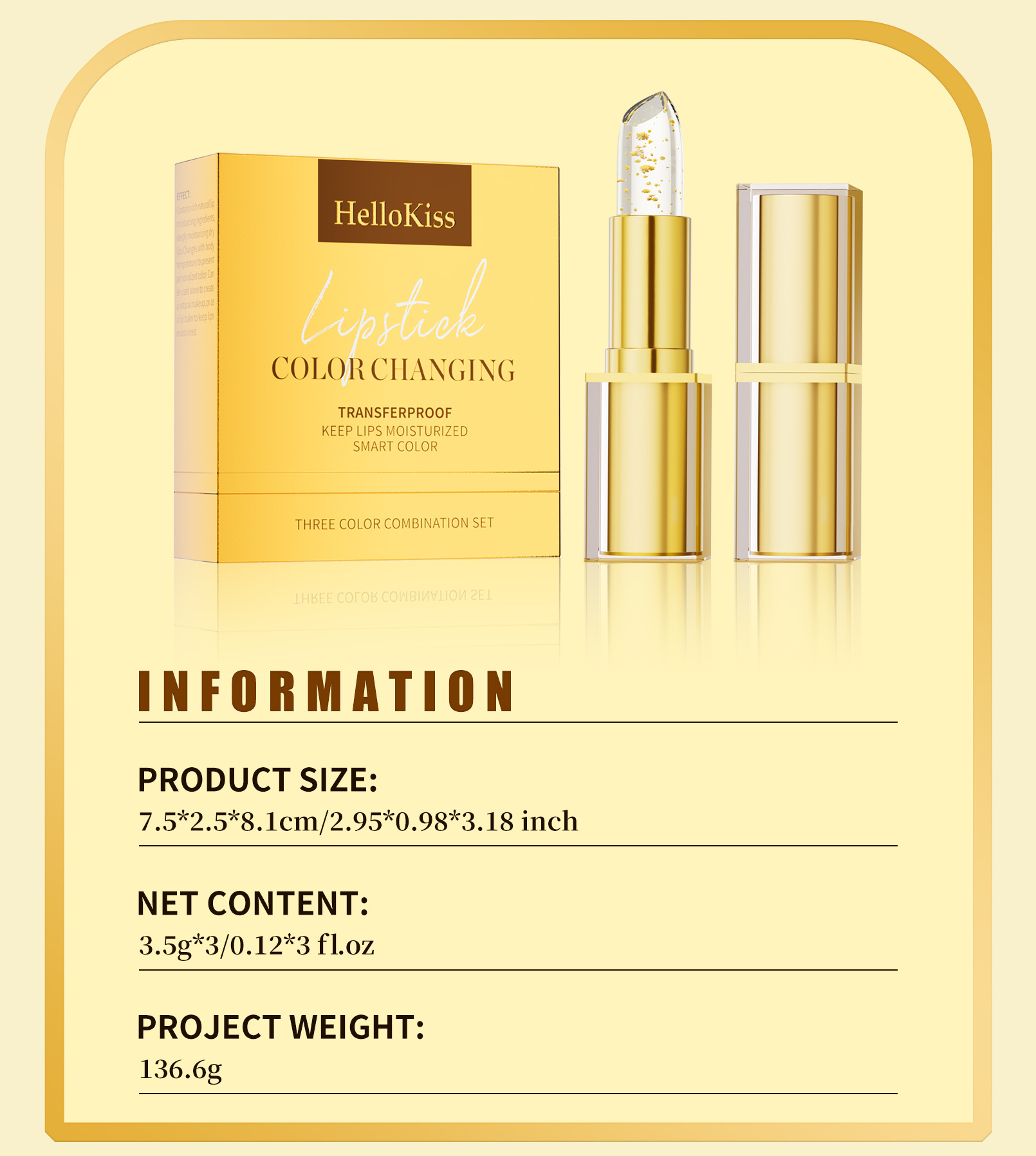 hellokiss 溫感變色唇膏三件組(3.5g × 3支)