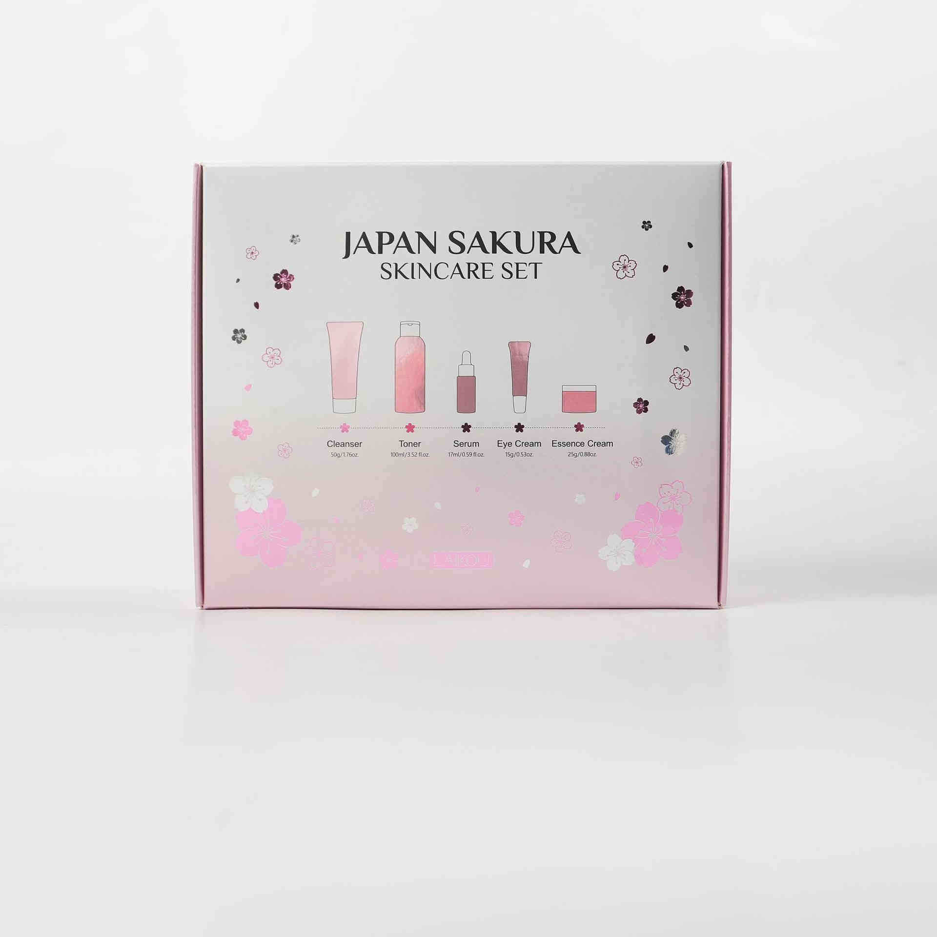 laikou 日本櫻花煥膚護理五件套組(潔面乳/爽膚水/精華液/眼霜/精華霜) 352.3g/套