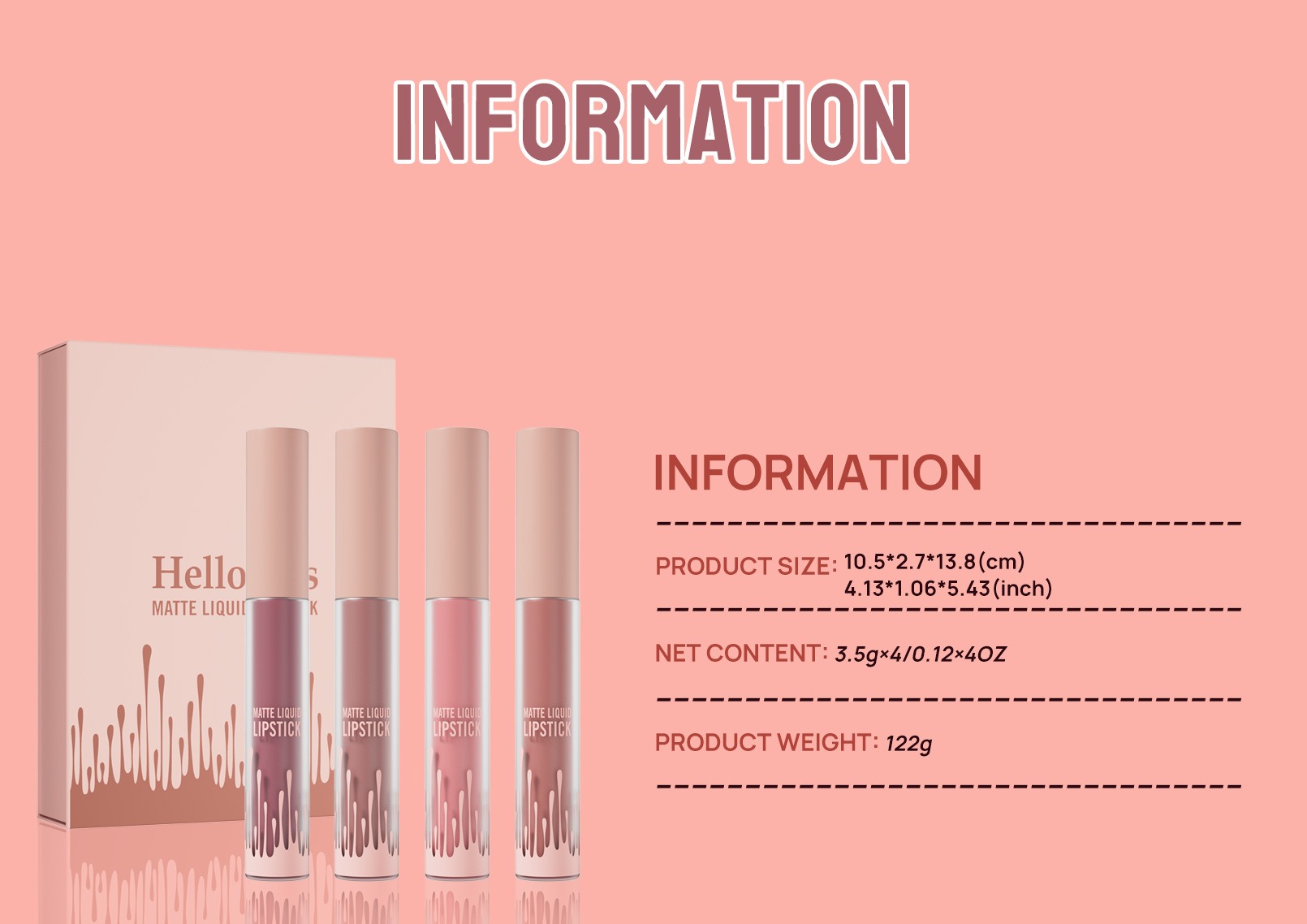 hellokiss 霧面液態唇釉四色套組(3.5gx4支)