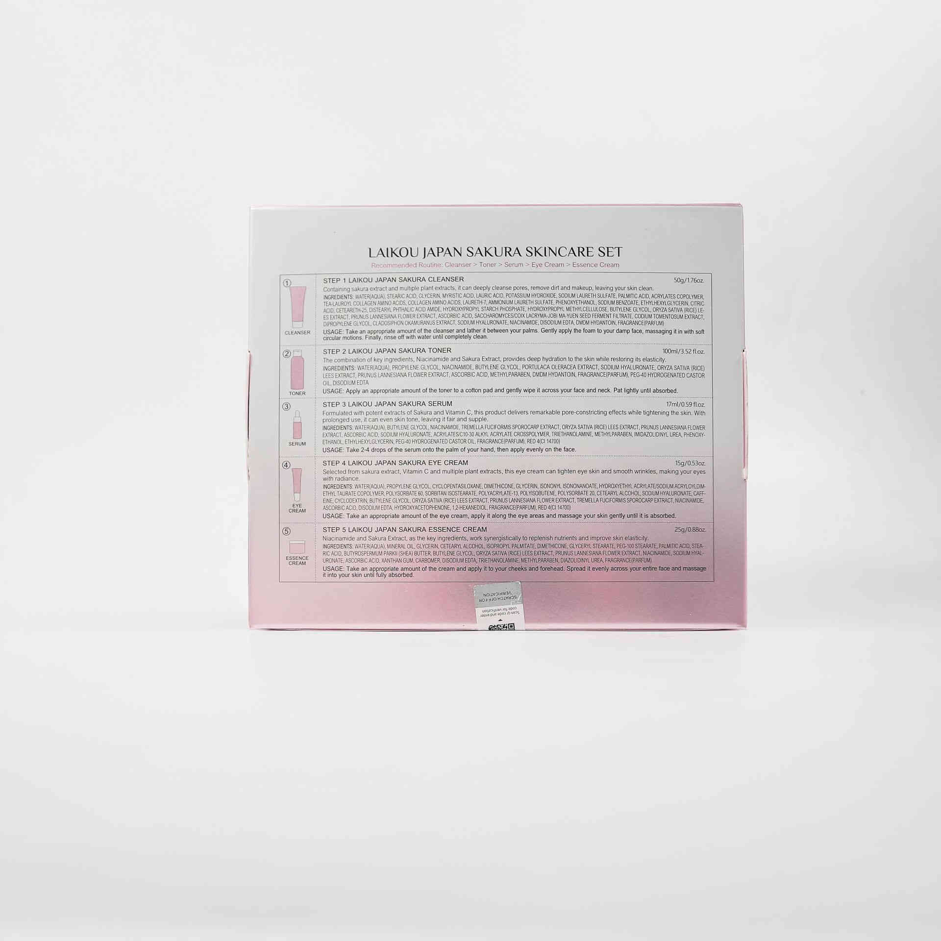 laikou 日本櫻花煥膚護理五件套組(潔面乳/爽膚水/精華液/眼霜/精華霜) 352.3g/套