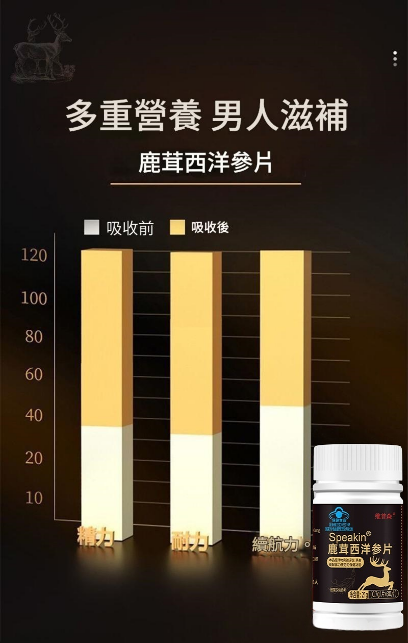 speakin® 鹿茸西洋參片 0.7g/片x30片/瓶