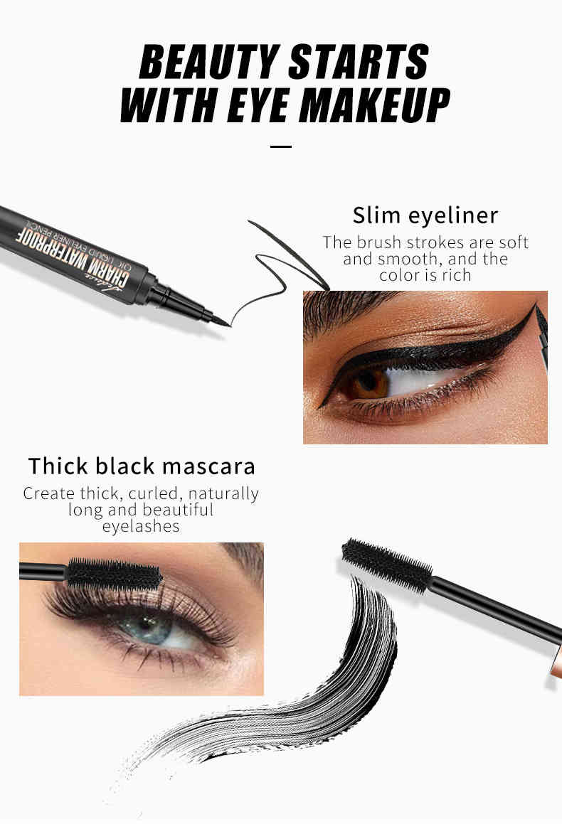 qic 魅惑防水眼妝組合眼線筆+睫毛膏 2合1套裝