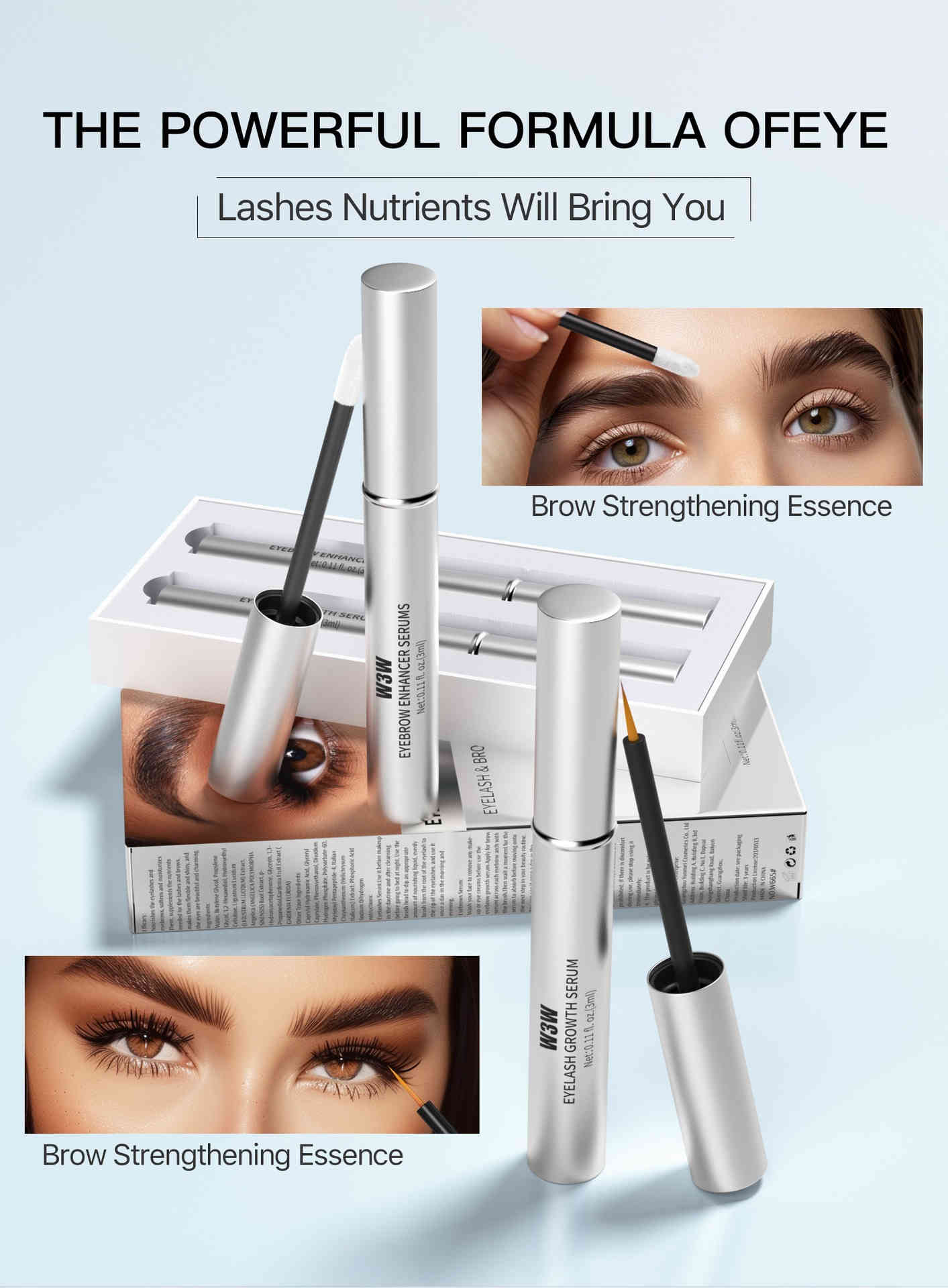 w3w 睫毛眉毛滋養精華套組 3ml+3ml/2支裝（睫毛+眉毛）