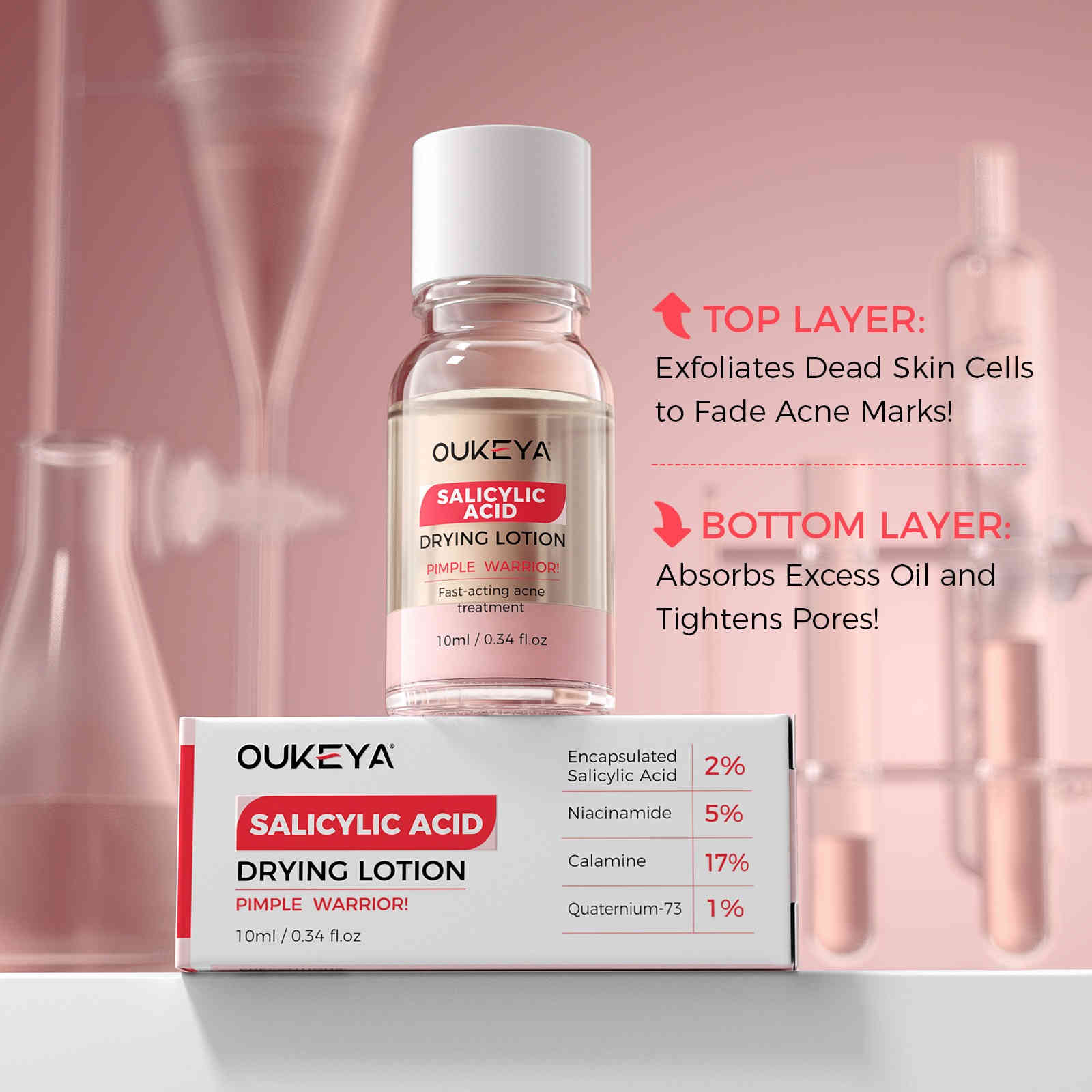 oukeya 2%水楊酸＋5%菸鹼醯胺戰痘小粉水 10ml/盒x3