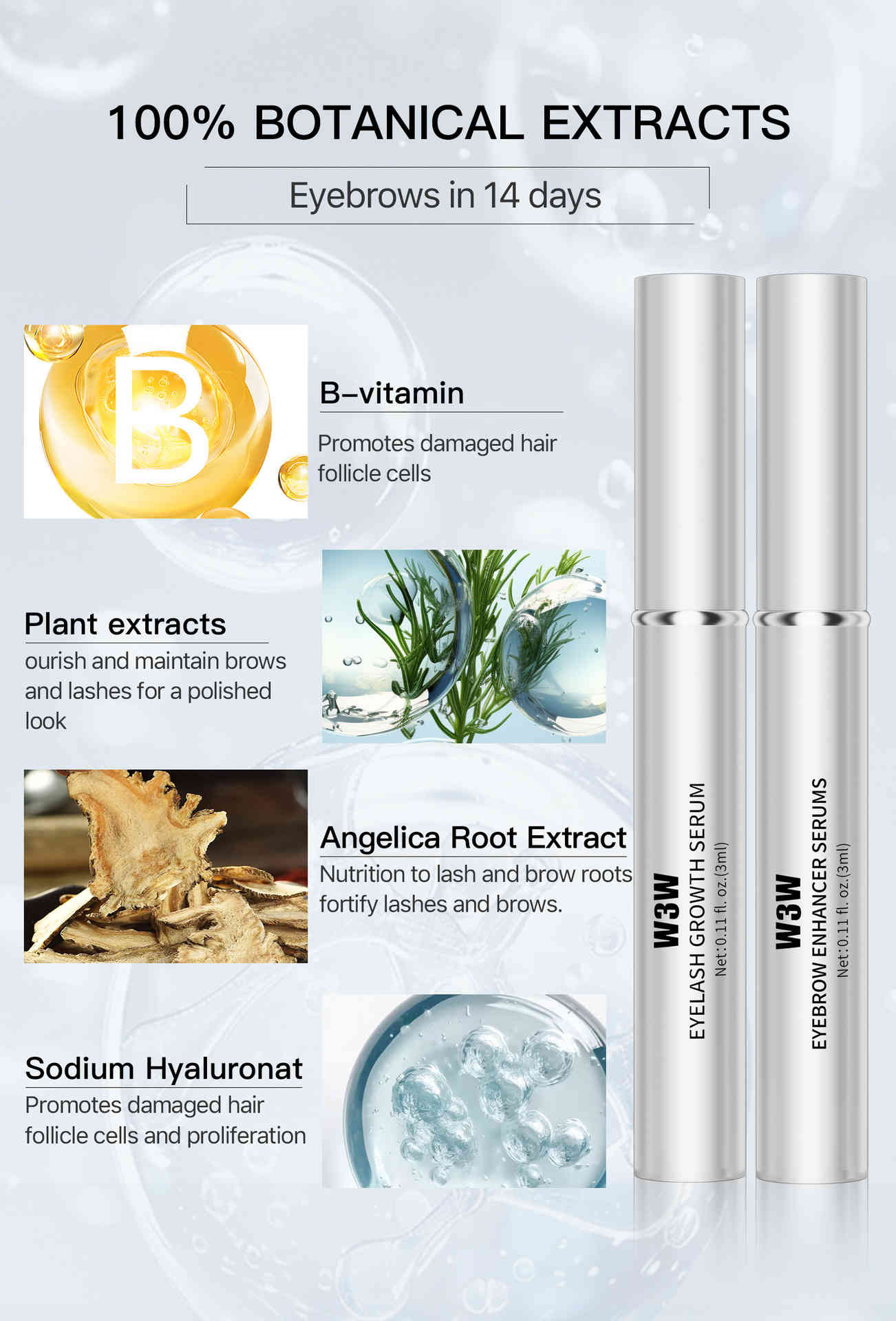 w3w 睫毛眉毛滋養精華套組 3ml+3ml/2支裝（睫毛+眉毛）