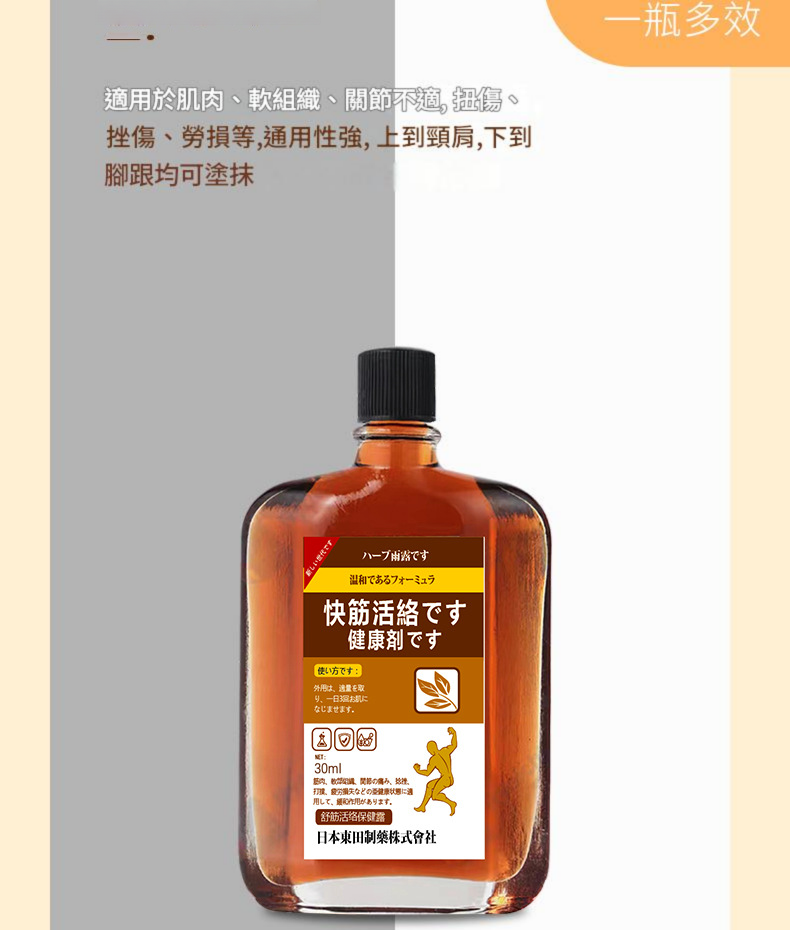 [日本]東田製藥 舒筋活絡保健紅花油 30ml/盒x4