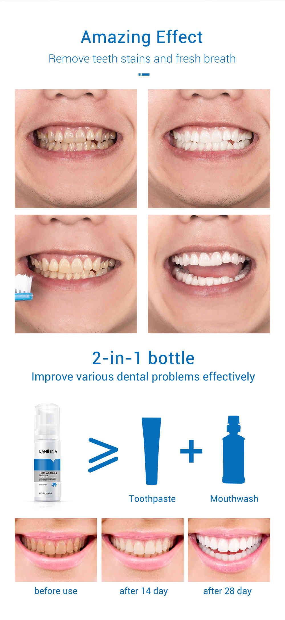 lanbena 牙齒美白慕斯 60ml/盒